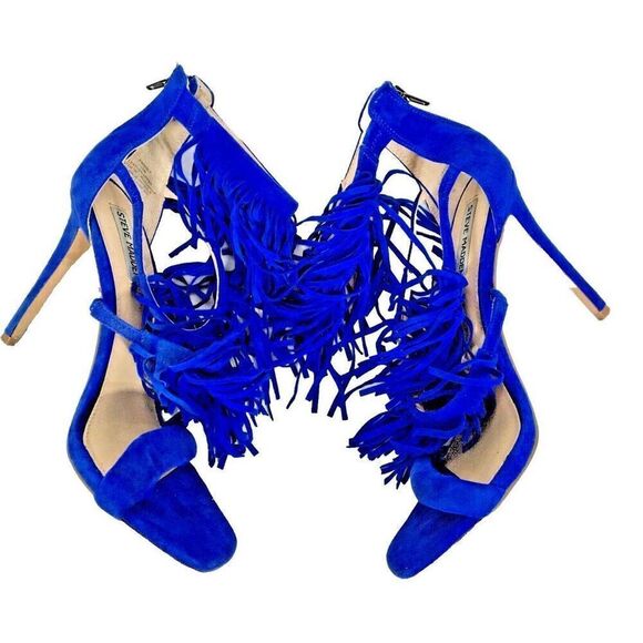 ✨Steve Madden Fringly Cobalt Blue Suede Sz 8 Heels✨ - Picture 6 of 13